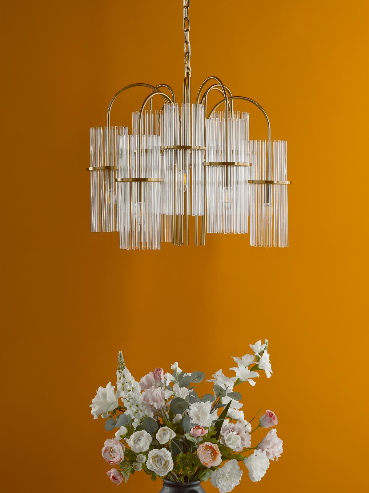 Eniola 9 Light Pendant Natural Brass and Glass