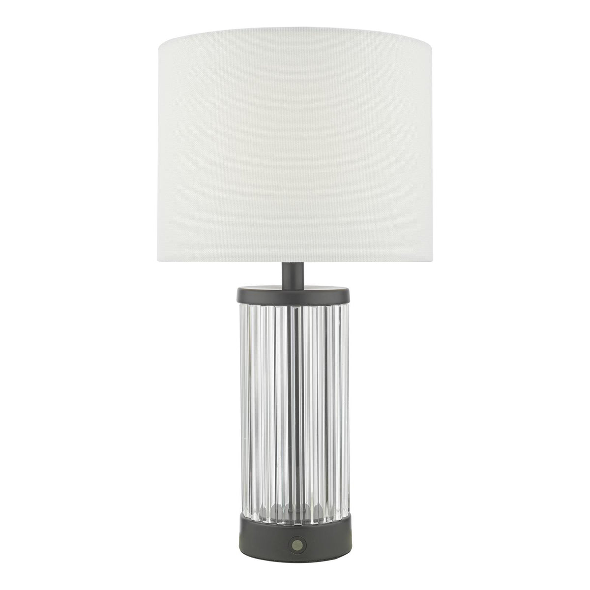 Enrico Rechargeable Table Lamp Satin Black and Glass With Shade LED