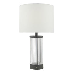 Enrico Rechargeable Table Lamp Satin Black and Glass With Shade LED