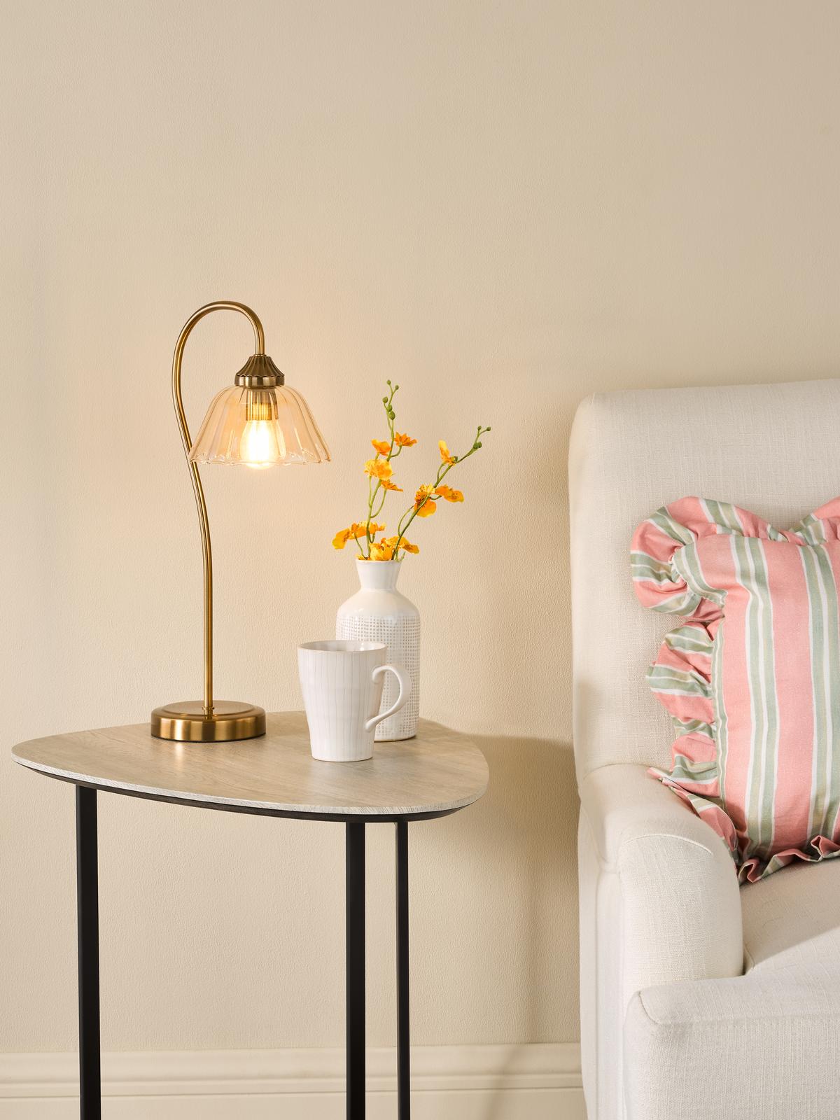 Erika Table Lamp Antique Bronze and Amber Glass