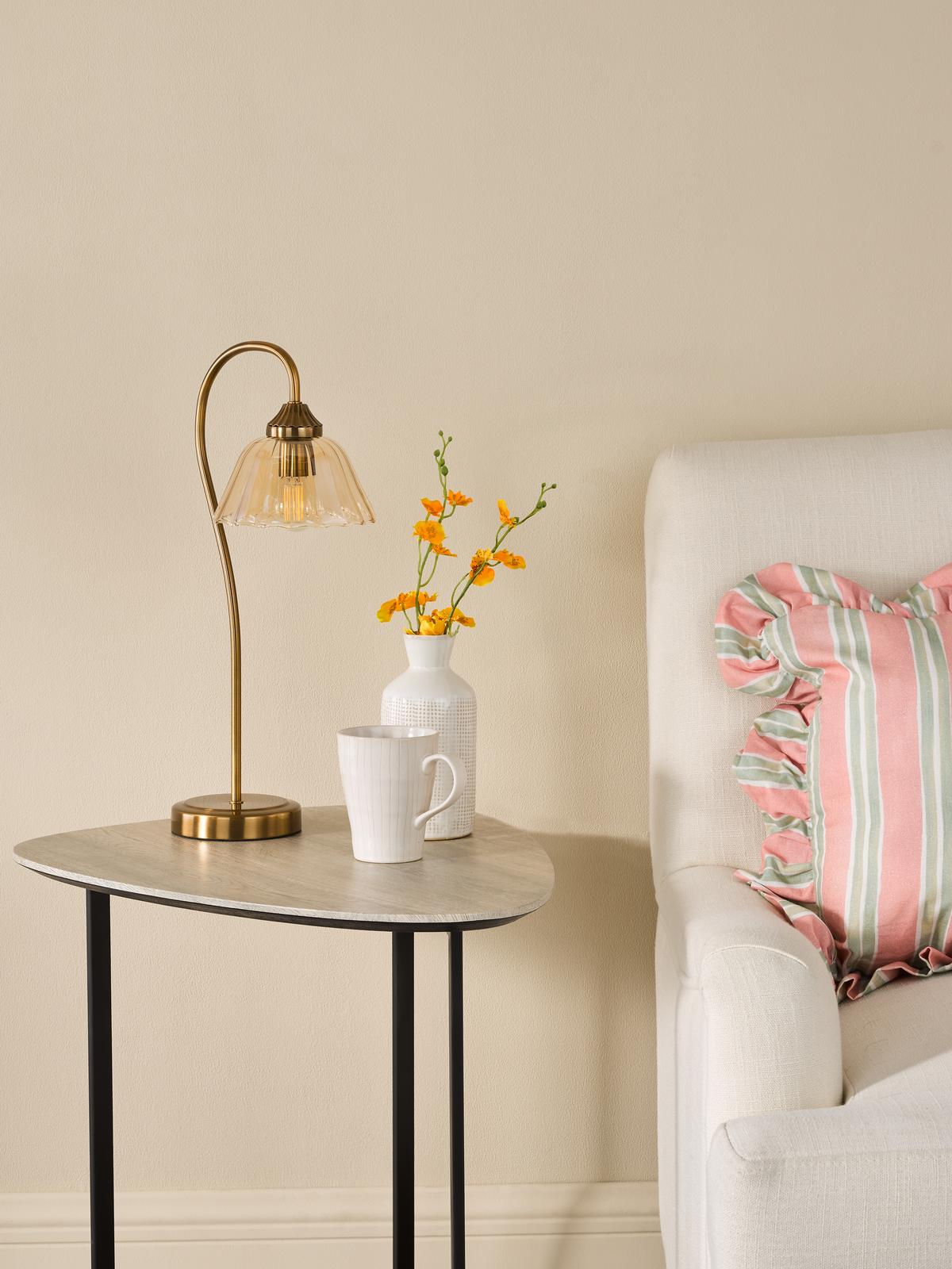 Erika Table Lamp Antique Bronze and Amber Glass