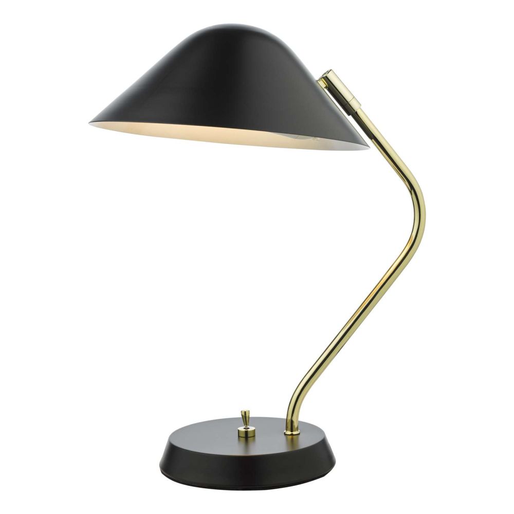 dar lighting Erna 1 Light Table Lamp Polished Brass Satin Black