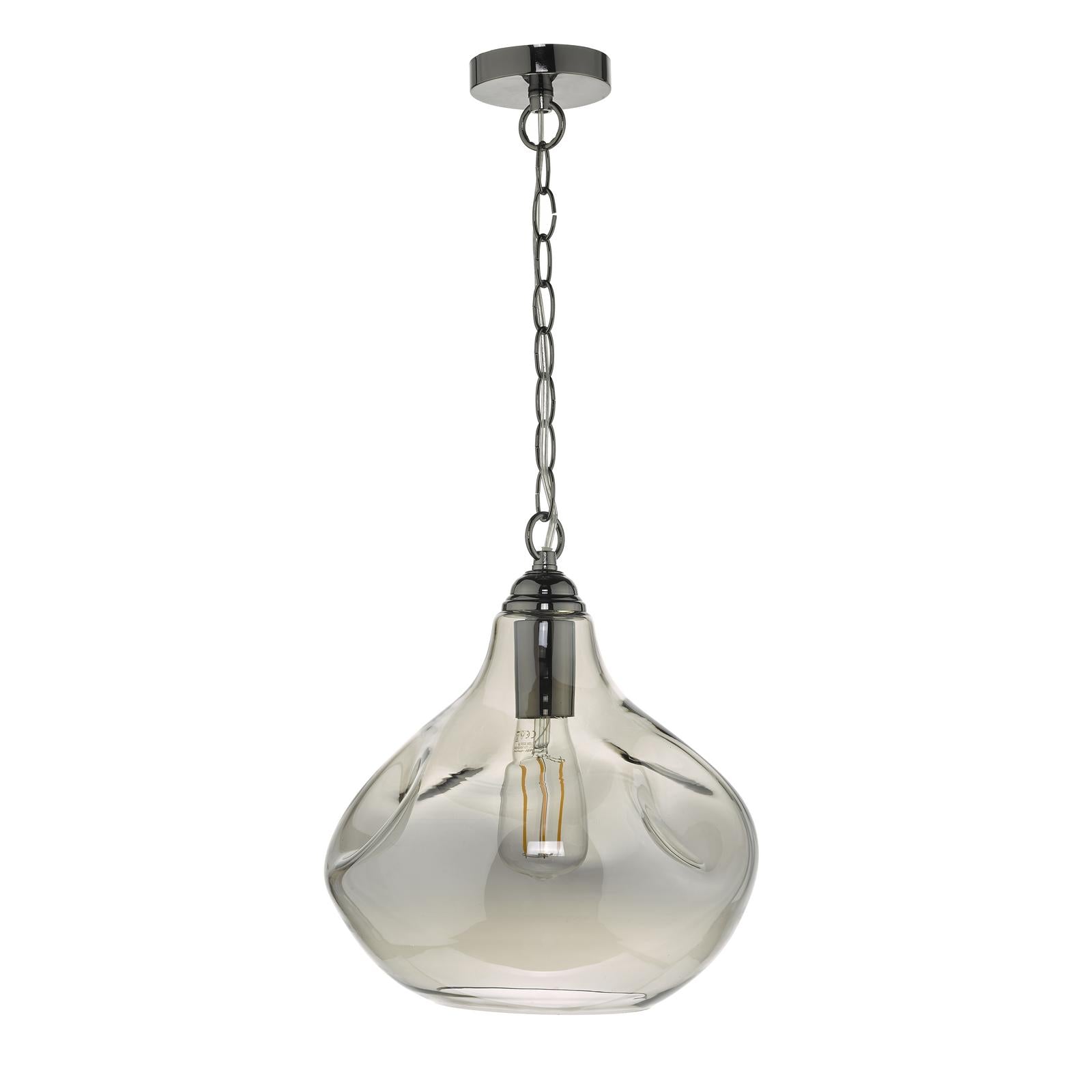 Esarosa 1 Light Pendant Black Chrome And Smoked Glass