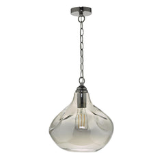 Esarosa 1 Light Pendant Black Chrome And Smoked Glass