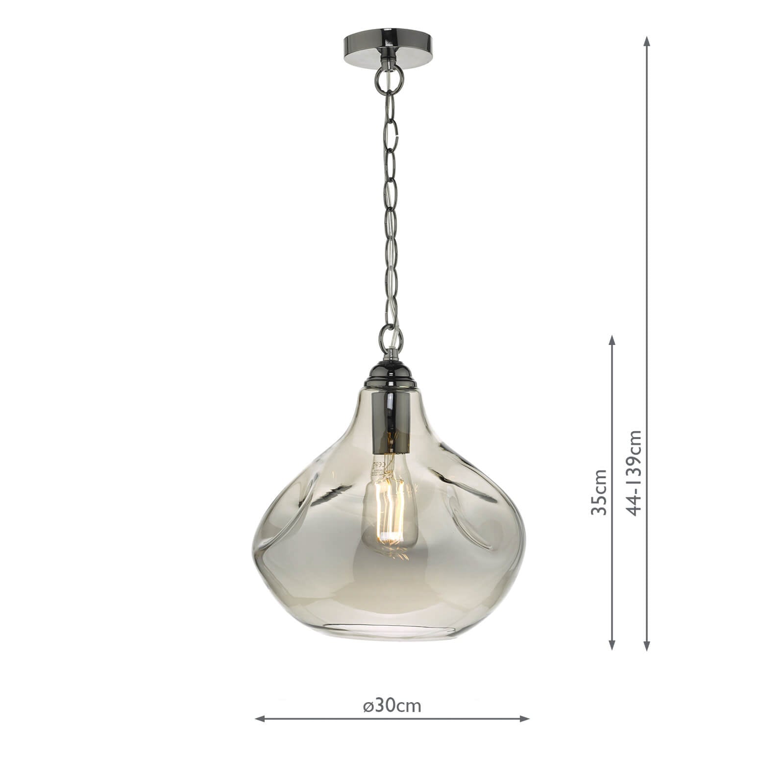 Esarosa 1 Light Pendant Black Chrome And Smoked Glass