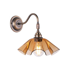 Ethel Wall Light Amber Glass and Antique Brass