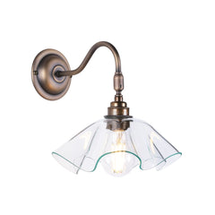 Ethel Wall Light Clear Glass and Antique Brass