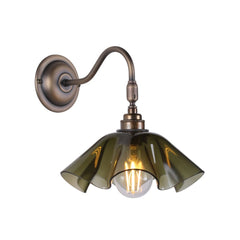 Ethel Wall Light Green Glass and Antique Brass