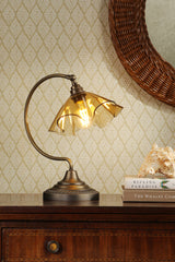 Ethel Table Lamp Antique Brass and Tobacco Glass