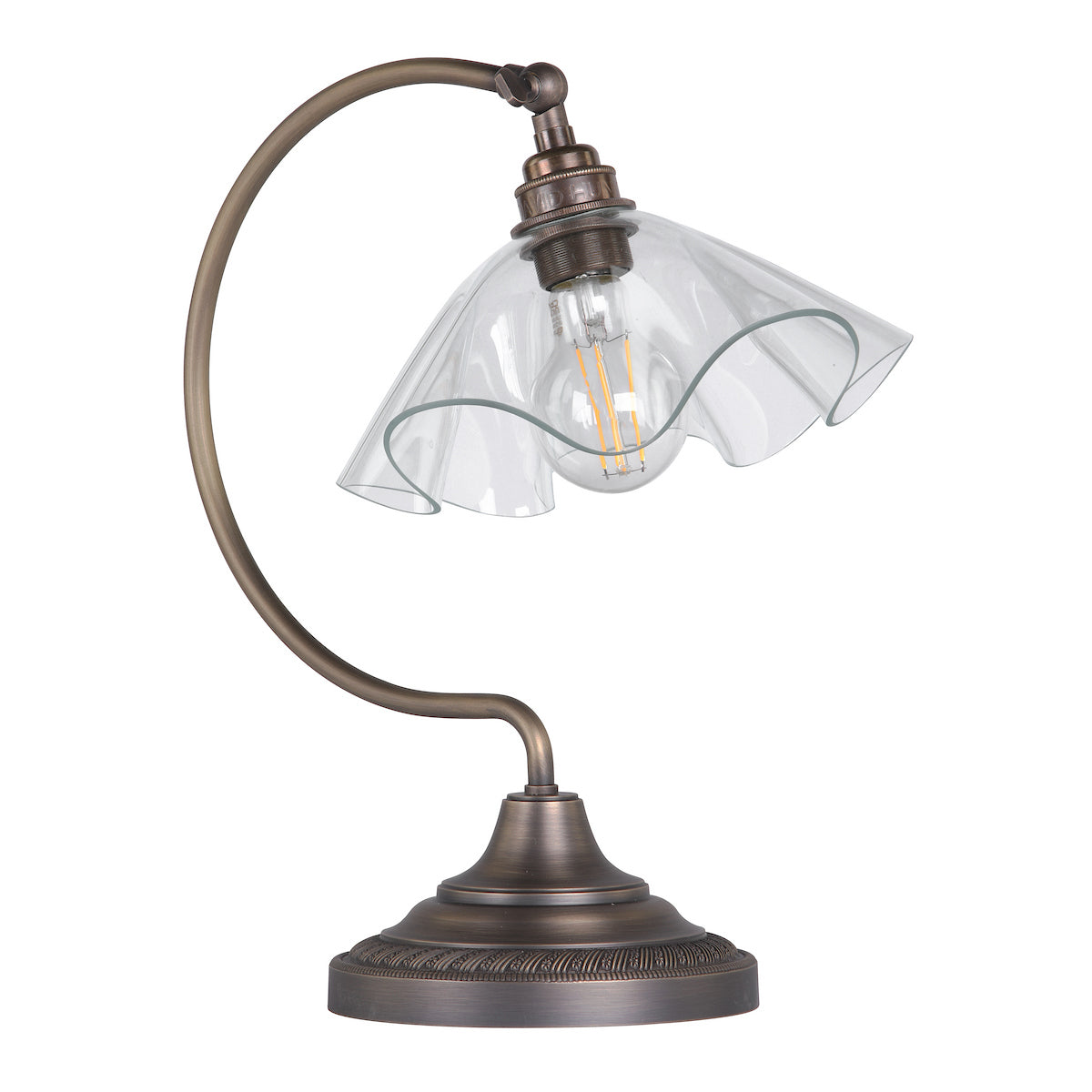 Ethel Table Lamp Antique Brass and Glass