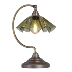 Ethel Table Lamp Antique Brass and Moss Glass