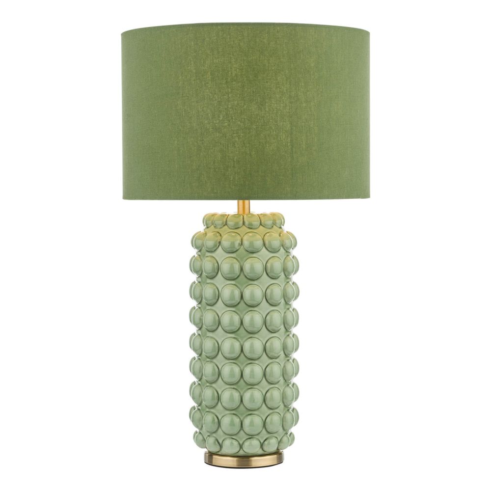 Etzel Table Lamp Green Satin Brass With Shade dar Lighting