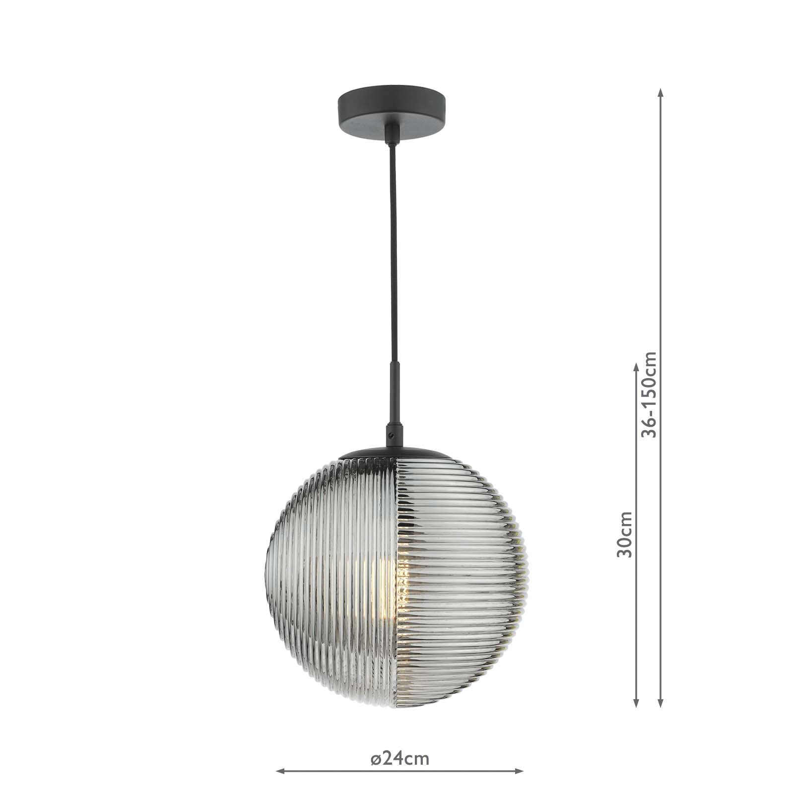 Evander Single Pendant Matt Black and Smoked Glass