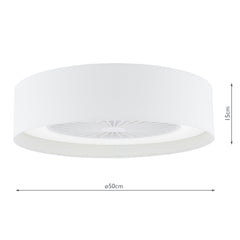 Fan Flush White With Shade LED