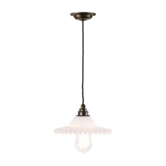 David Hunt Lighting Tysoe Single Pendant In Antique Brass With Opal Fluted Glass