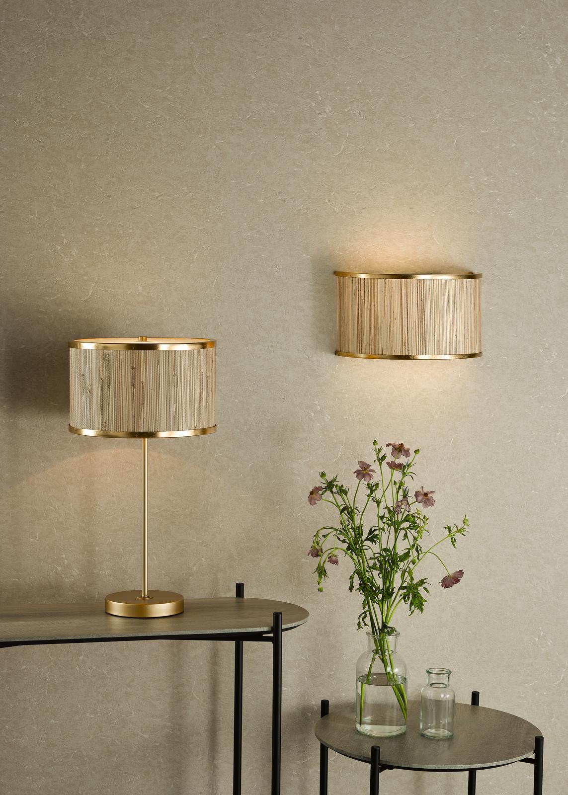 Fenella Table Lamp Gold Leaf With Seagrass Shade