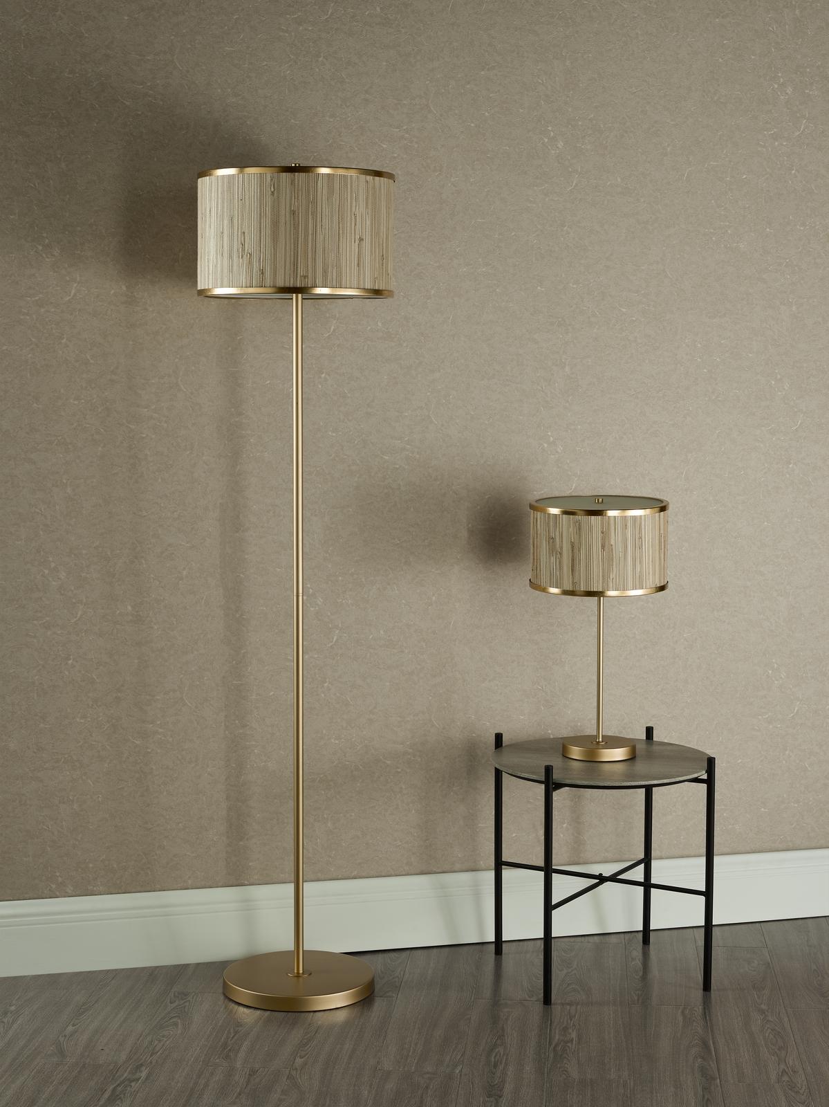 Fenella 3 Light Floor Lamp Gold Leaf and Seagrass