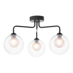 Feya 3 Light Semi Flush Matt Black With Clear/Opal Glass