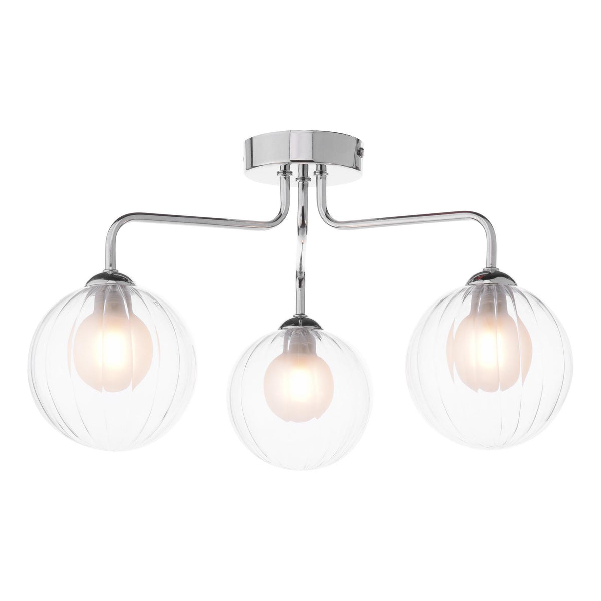 Feya 3 Light Semi Flush Polished Chrome With Clear/Opal Glass