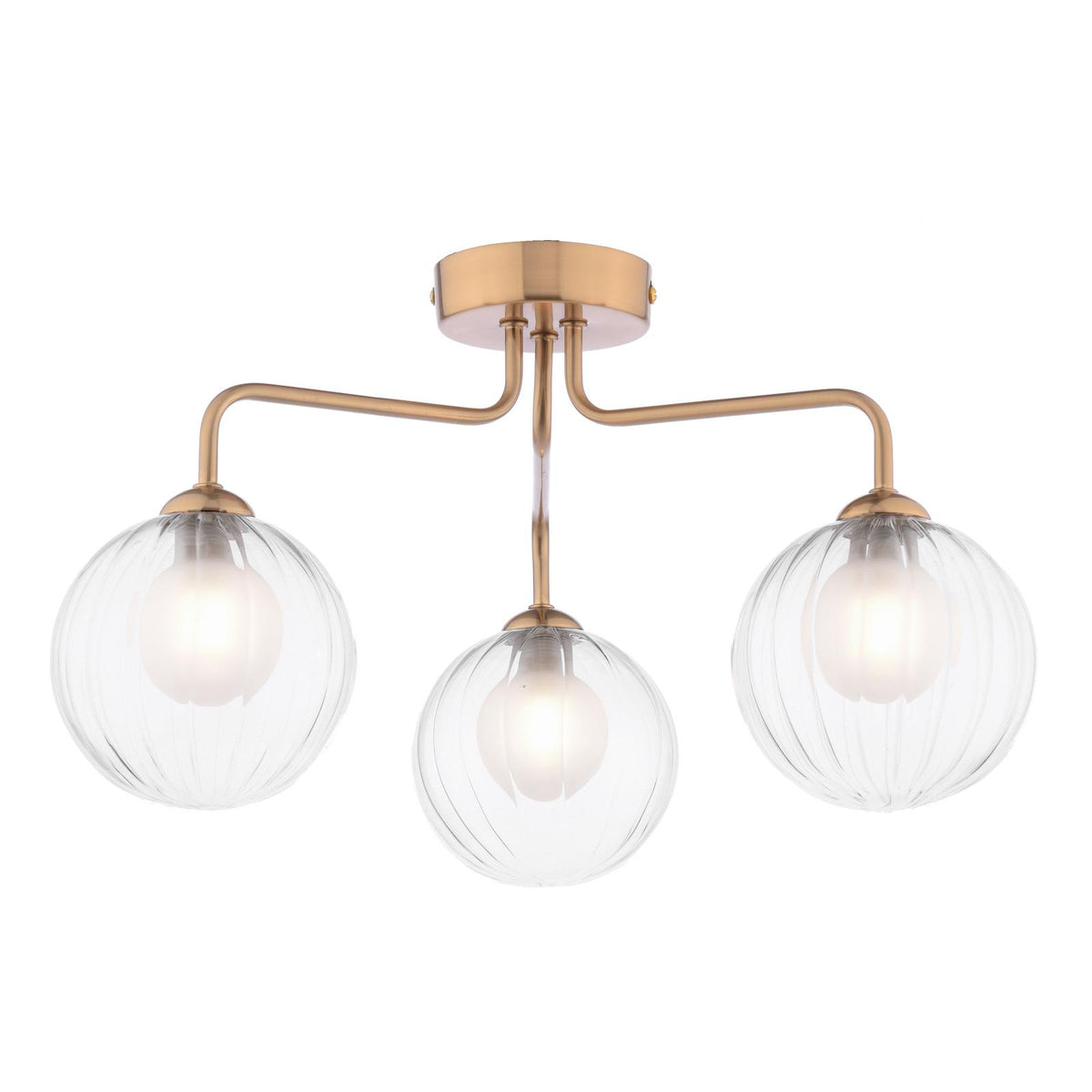 Feya 3 Light Semi-Flush Antique Bronze With Clear/Opal Glass