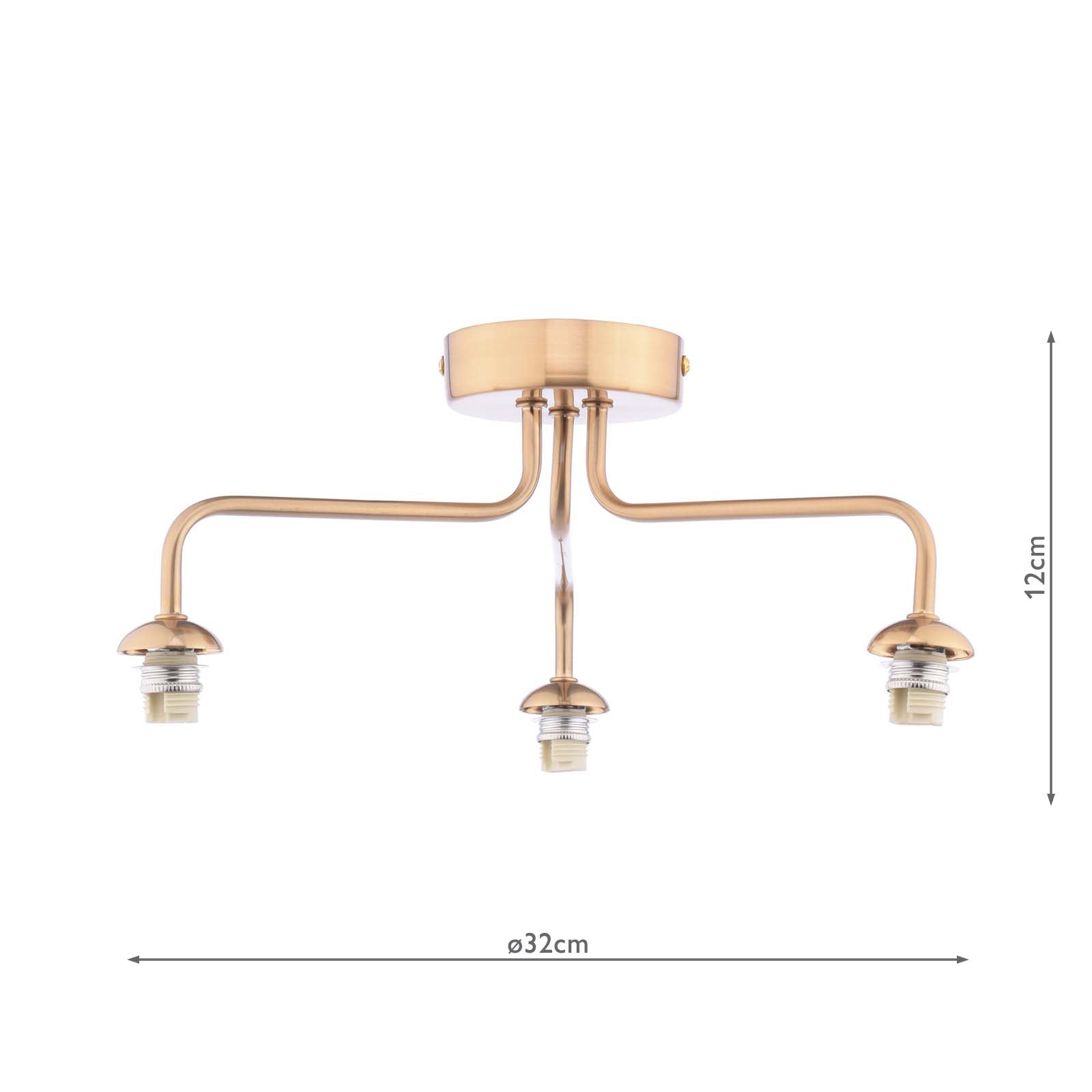 Feya 3 Light Semi-Flush Antique Bronze Fitting Only
