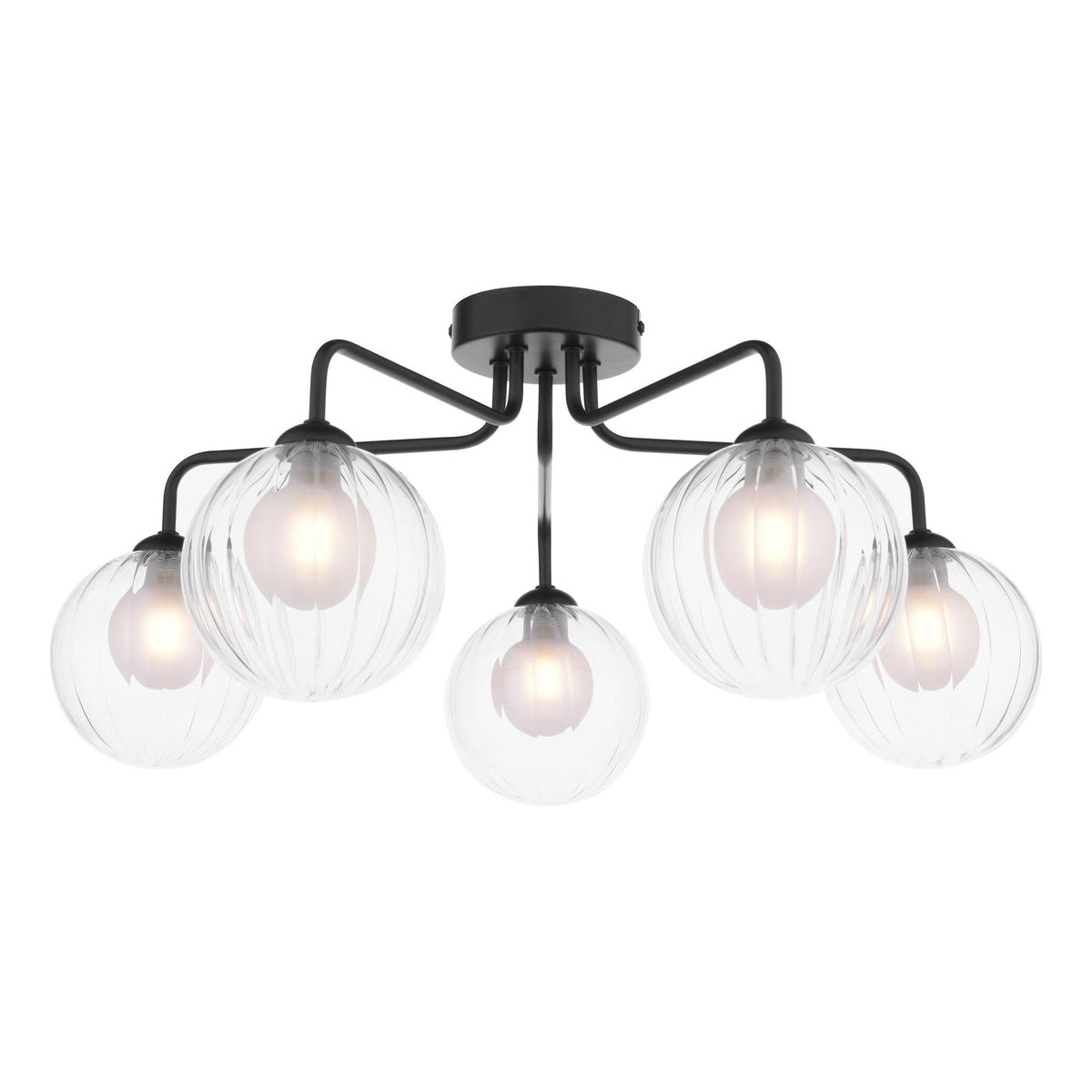 Feya 5 Light Semi Flush Matt Black With Clear/Opal Glass