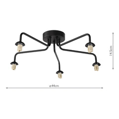 Feya 5 Light Semi Flush Matt Black Frame Only