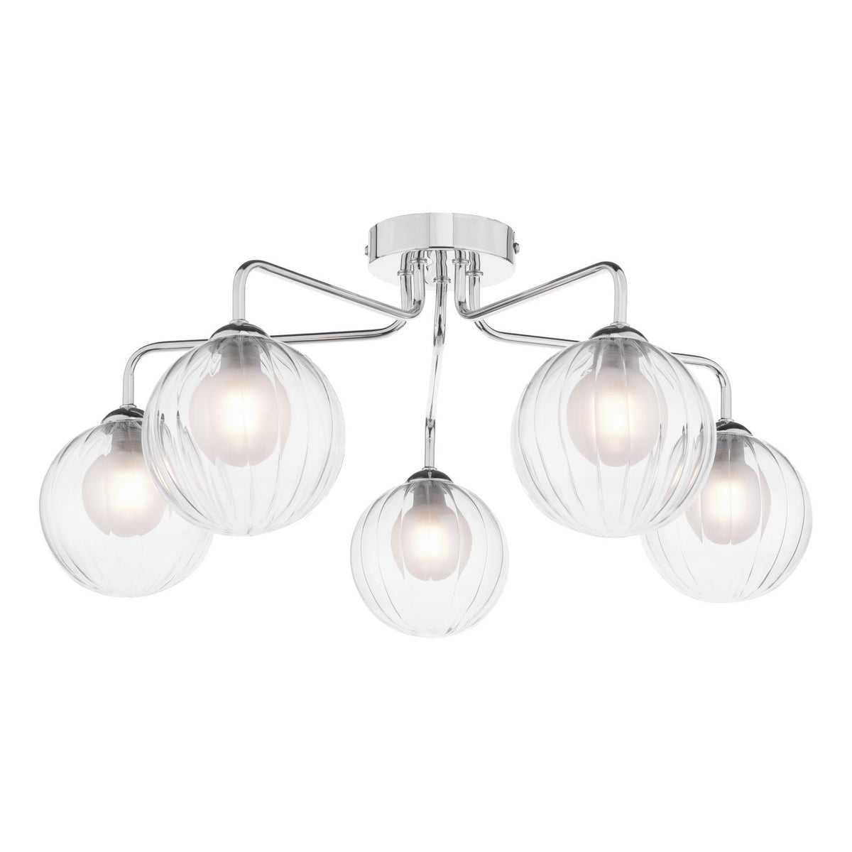 Feya 5 Light Semi Flush Polished Chrome With Clear/Opal Glass