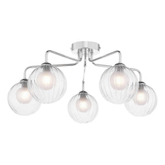 Feya 5 Light Semi Flush Polished Chrome With Clear/Opal Glass