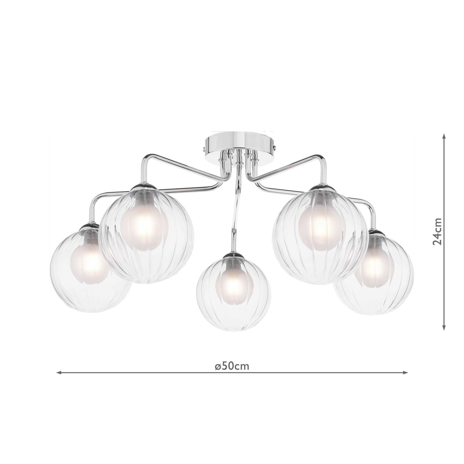 Feya 5 Light Semi Flush Polished Chrome With Clear/Opal Glass