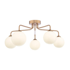 Feya 5 Light Semi-Flush Antique Bronze With Opal Glass