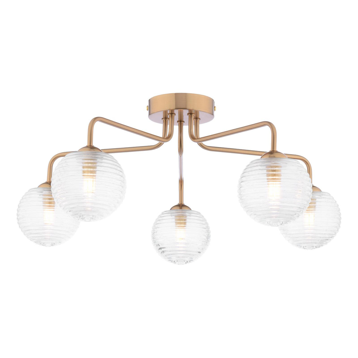 Feya 5 Light Semi-Flush Antique Bronze With Ribbed Glass