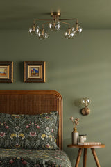 Feya 5 Light Semi-Flush Antique Bronze With Organic Amber Glass