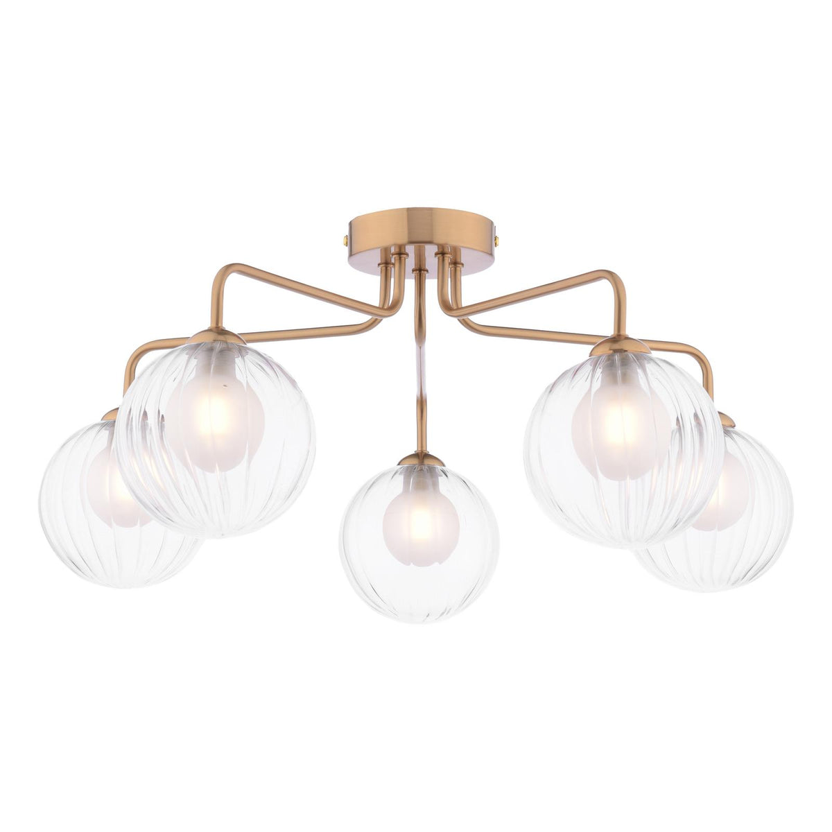 Feya 5 Light Semi-Flush Antique Bronze With Clear/Opal Glass