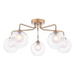 Feya 5 Light Semi-Flush Antique Bronze With Clear/Opal Glass
