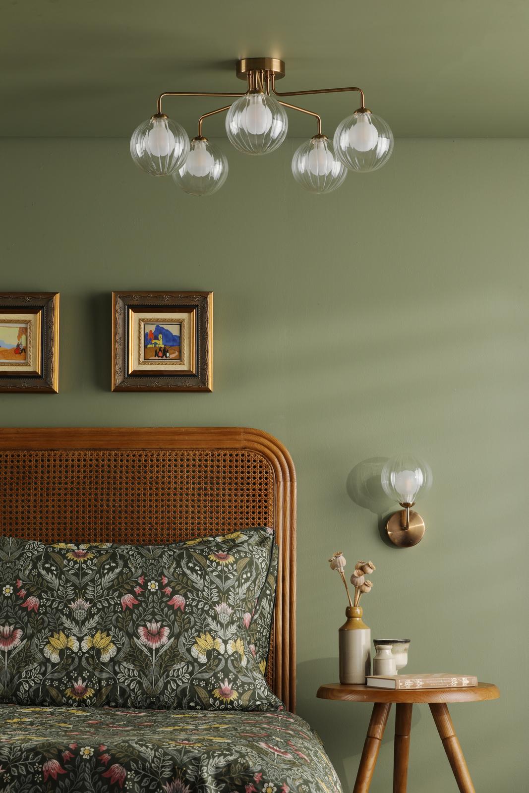 Feya 5 Light Semi-Flush Antique Bronze With Clear/Opal Glass