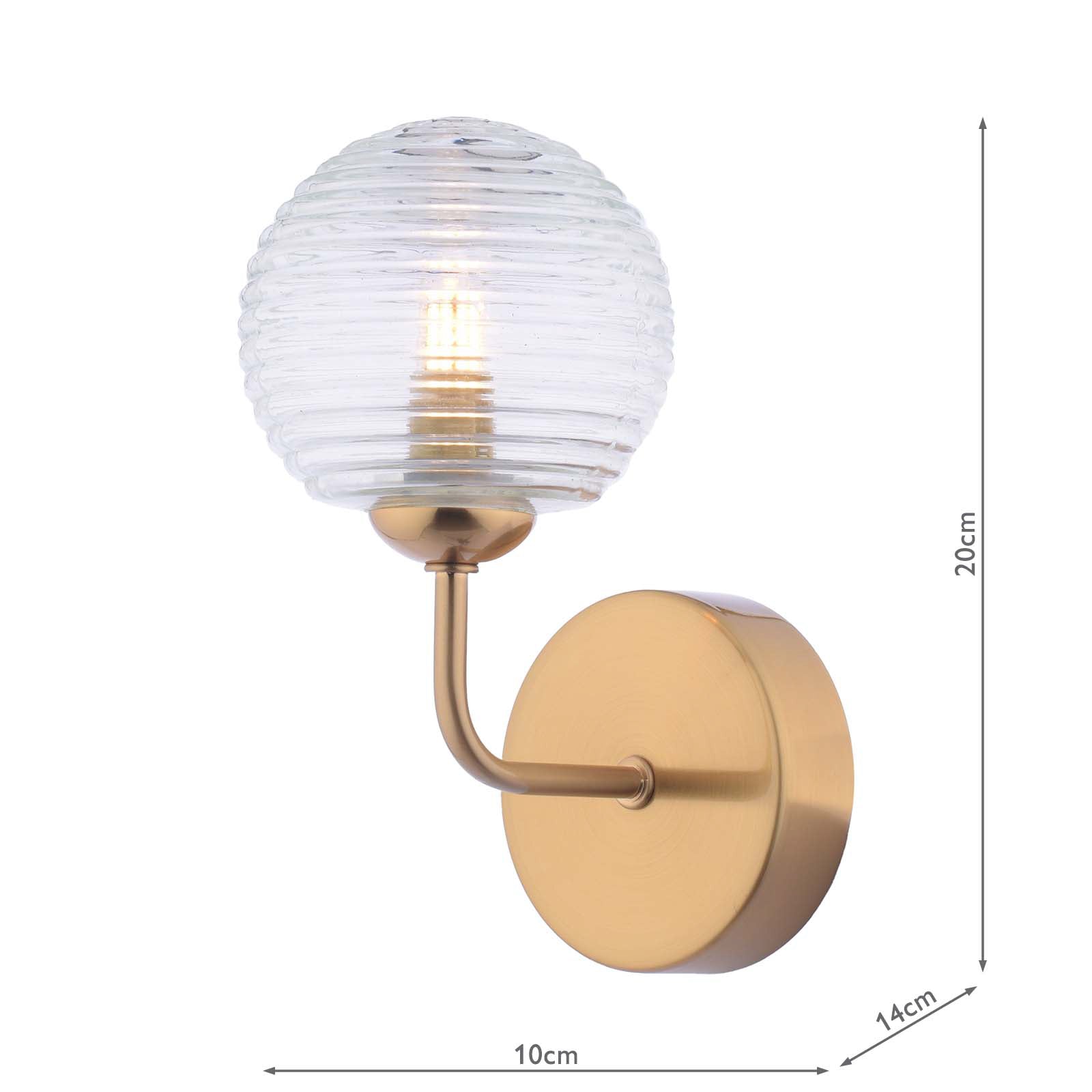 Feya Wall Light Antique Bronze With Ribbed Glass