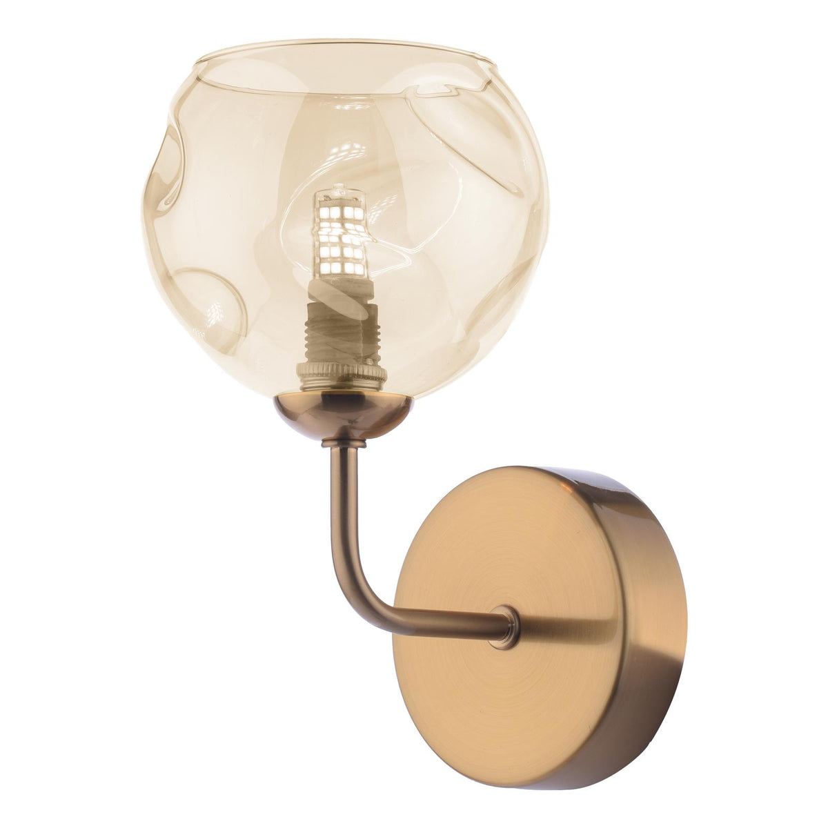 Feya Wall Light Antique Bronze With Organic Amber Glass