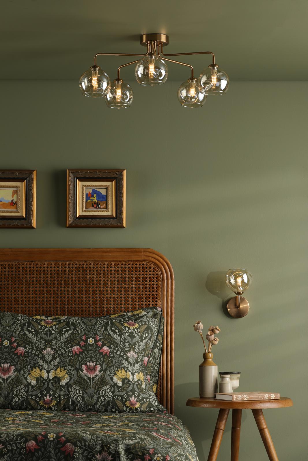 Feya Wall Light Antique Bronze With Organic Amber Glass