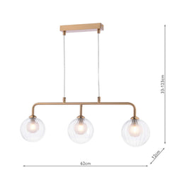 Feya 3 Light Bar Pendant Antique Bronze With Clear/Opal Glass