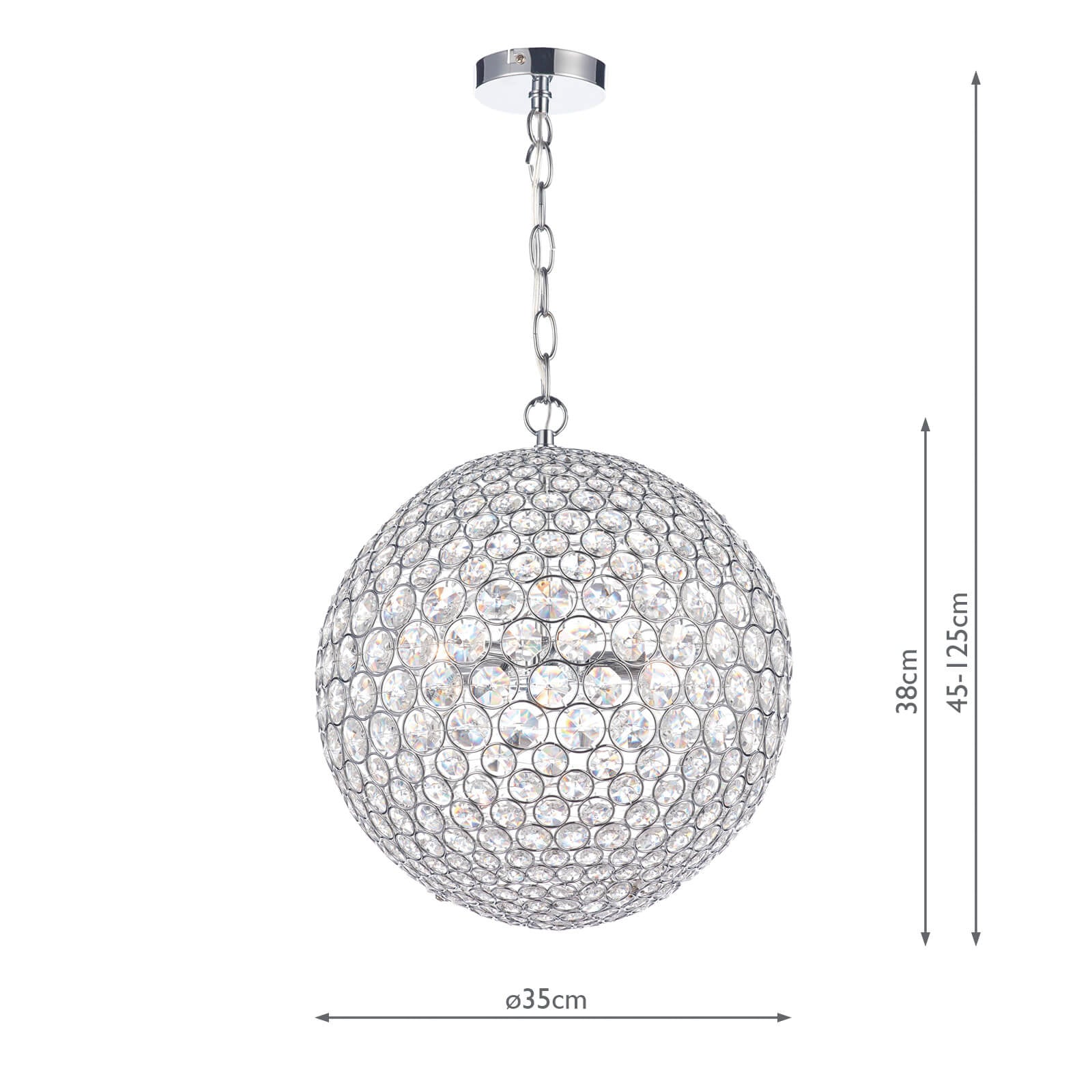 Fiesta 5 Light Pendant Crystal and Polished Chrome