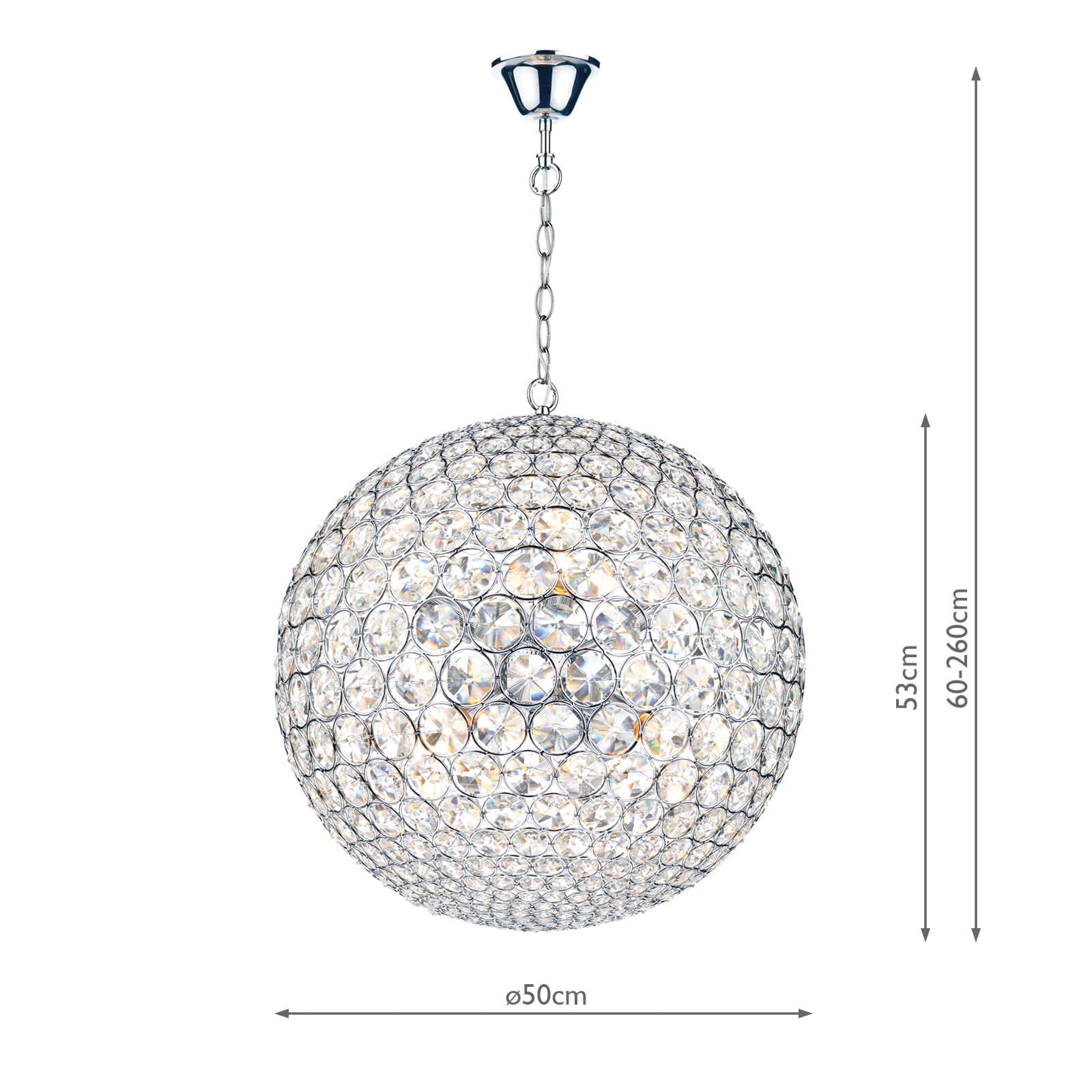 Fiesta 8 Light Pendant Crystal and Polished Chrome