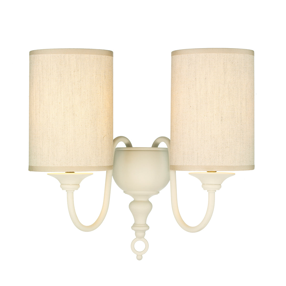 David Hunt Lighting Flemish Double Wall Light Cream Complete with Shades FLE0933