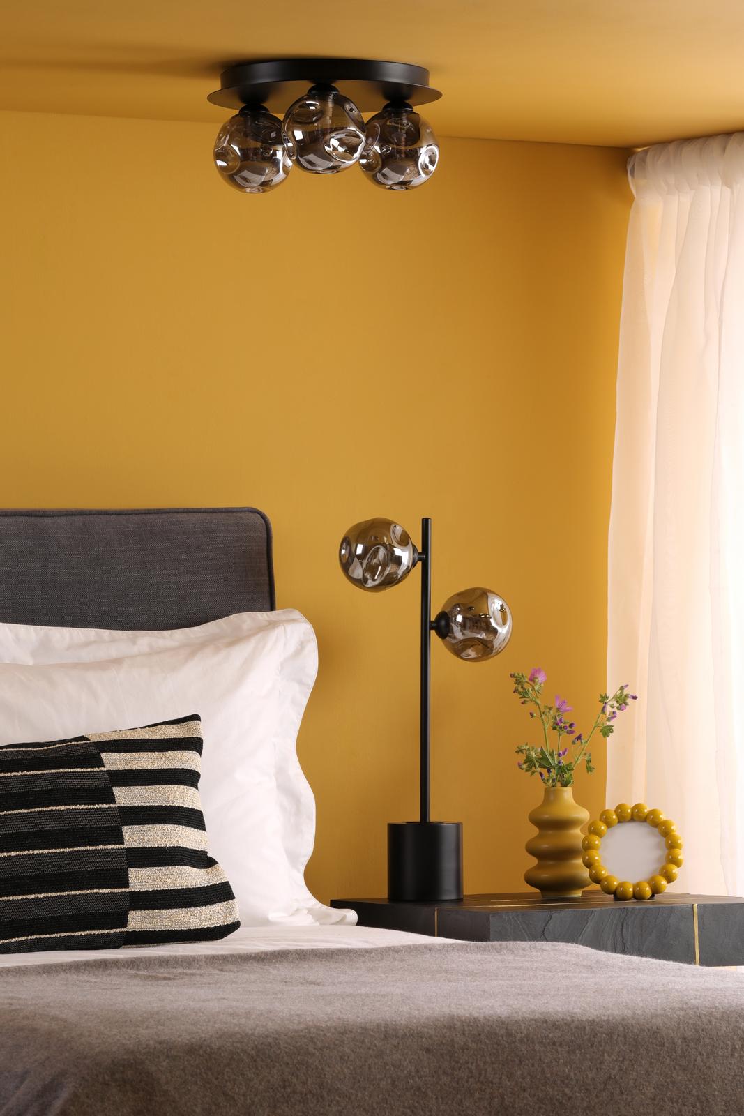Foley 3 Light Flush Matt Black With Closed Organic Smoked Glass
