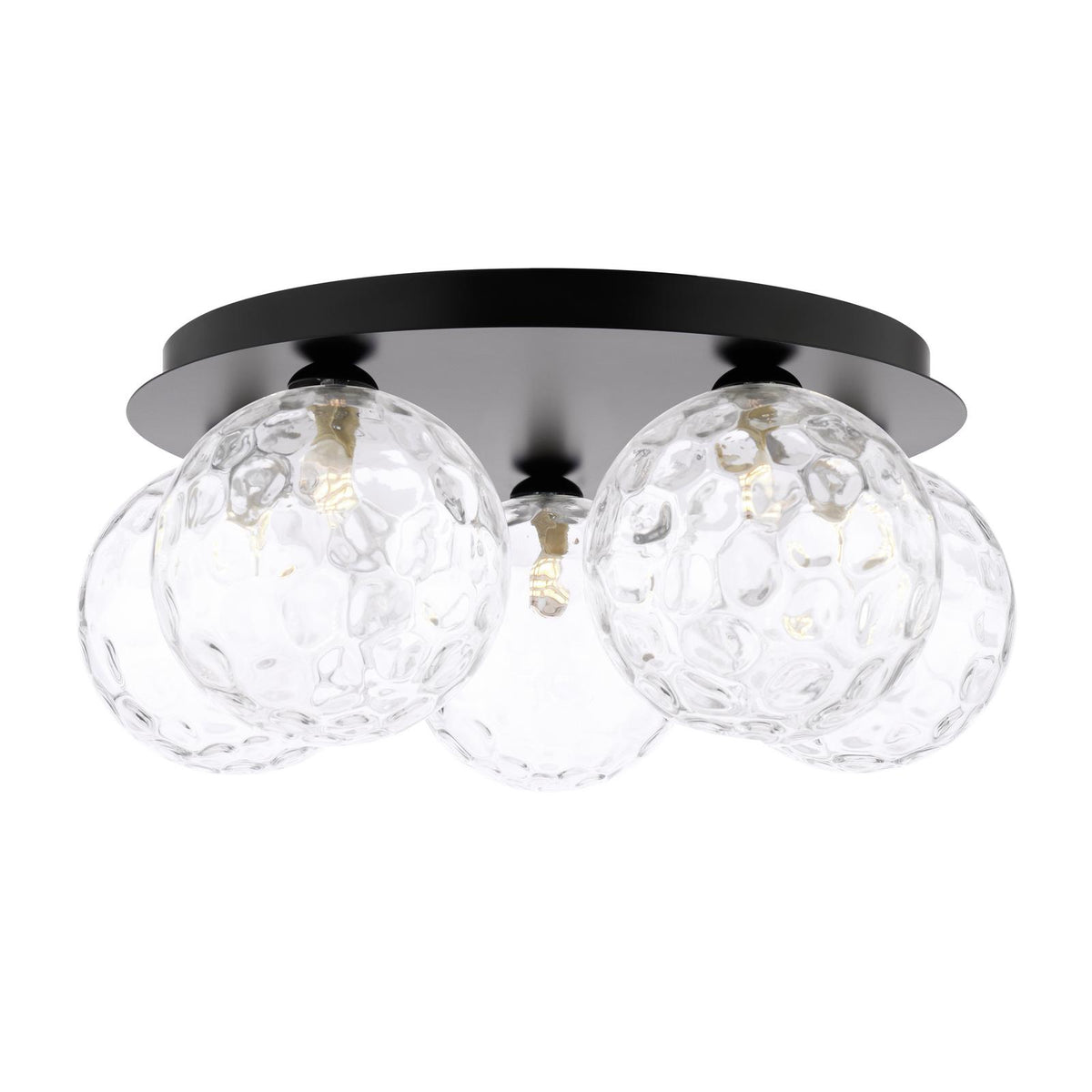 Foley 5 Light Flush Matt Black With Clear Dimpled Glass