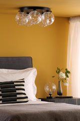 Foley 5 Light Flush Matt Black With Clear Dimpled Glass