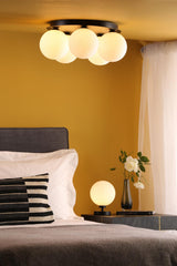 Foley 5 Light Flush Matt Black With Opal Glass