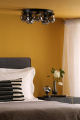 Foley 5 Light Flush Matt Black With Closed Organic Smoked Glass