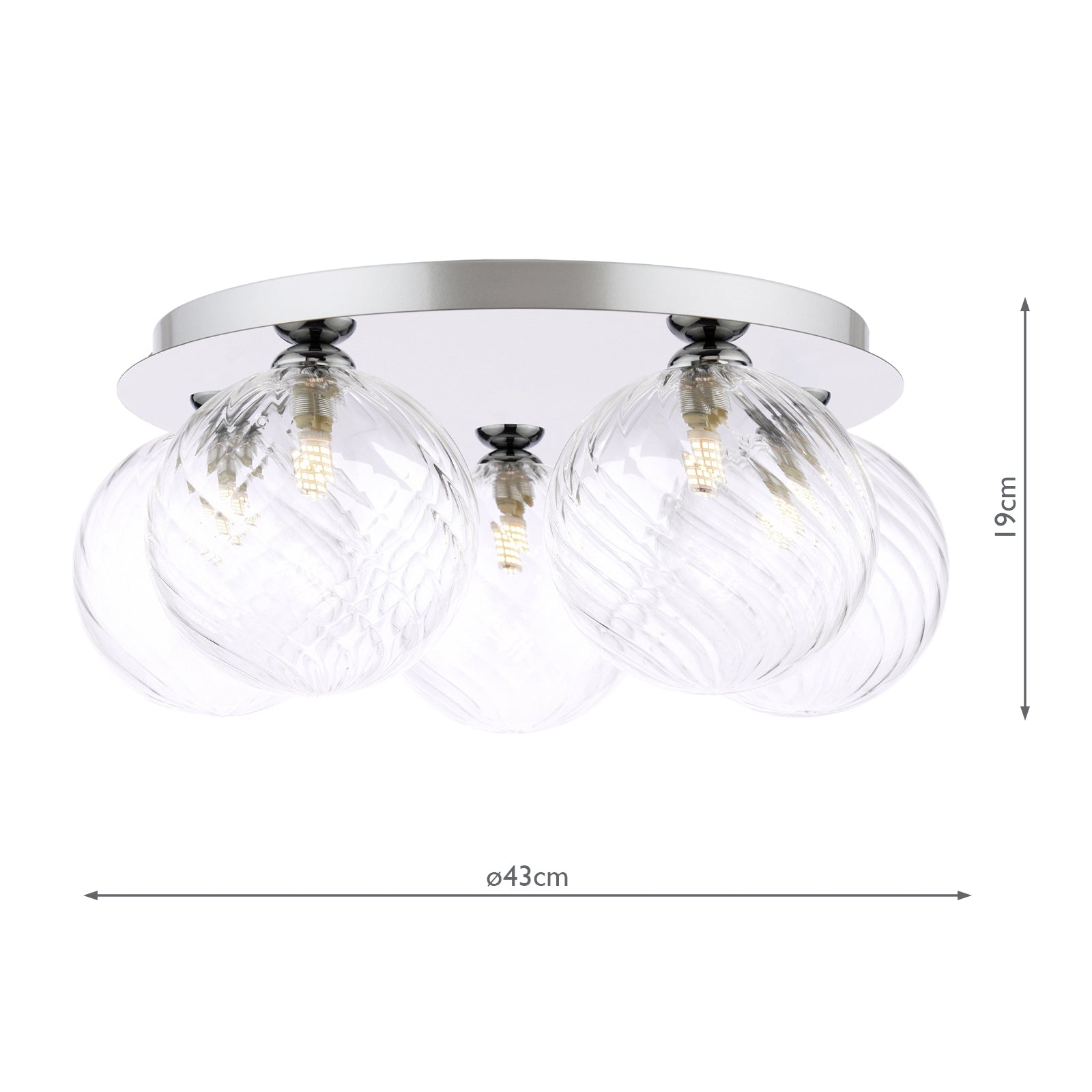Foley 5 Light Flush Polished Chrome With Closed Glass