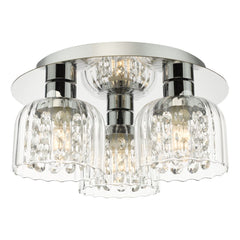 Forseti 3 Light Bathroom Flush Light Polished Chrome and Glass IP44